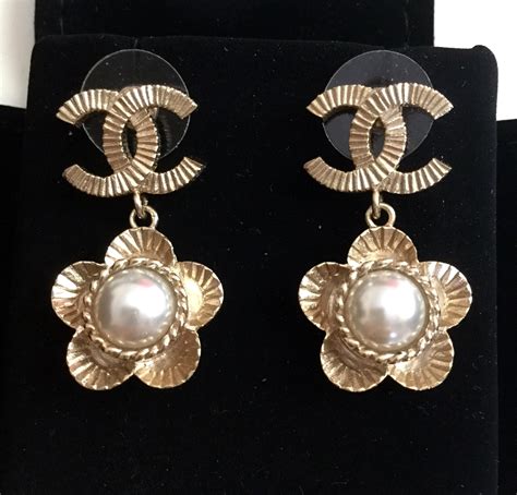 chanel gold flower earrings|vintage Chanel cc earrings price.